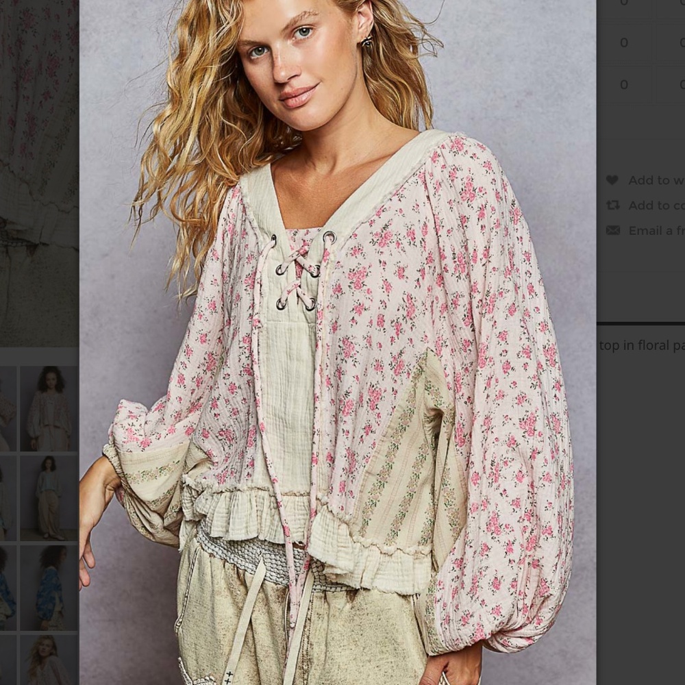 POL “ Lucy 2 “ POL V-Neck Woven Top with Ruffle Hem 28 - Picture 3 of 7